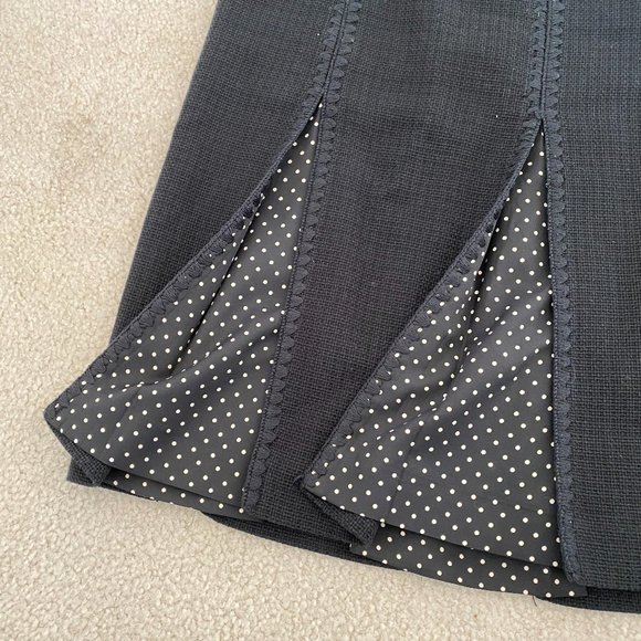 Ann Taylor Black Woven Polka Dot Pleated Skirt US zero Petite - Picture 6 of 8